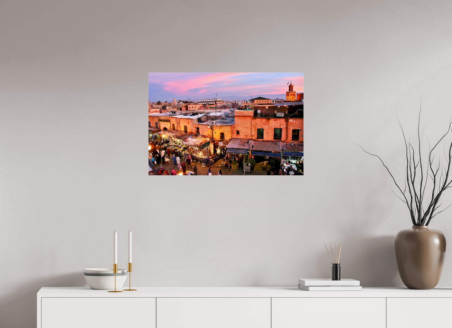 75,6 x 50 cm, Photo Print Under Acrylic Glass Magic Sunset in the Medina - Marrakech-Morocco; Fine Art Photo Print under Acrylic Glas