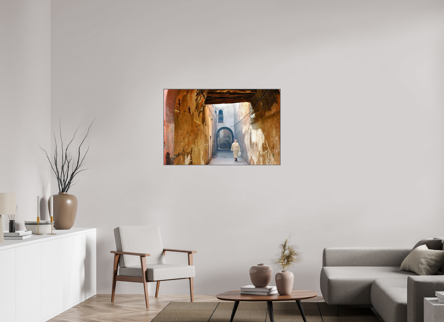 107,8 x 70 cm, Art Box 50 mm - Aluminium Rahmen - Foto-Abzug hinter Acrylglas - printed and designed by Whitewall The Souks of Marrakech Vol.8 - Hidden in the Medina