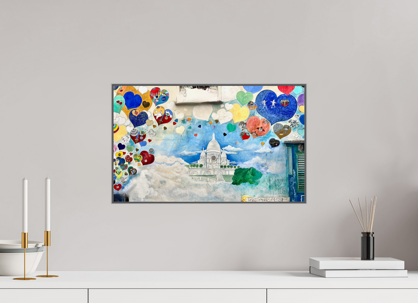 49,4 x 30 cm, Art Box 50 mm - Aluminium Rahmen - Foto-Abzug hinter Acrylglas - printed and designed by Whitewall In Love with Montmartre Vol.3 - Paris Street Art - Collection " Montmartre meets Marrakech"