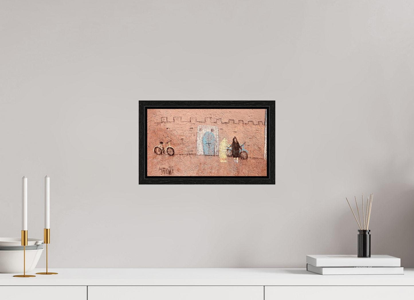 32 x 18 cm, Foto Print on Acrylic glass; Oak Wood Frame Basel 15 mm Life in the Medina Vol. 2 - Photo Art Print under Acrylic Glass.