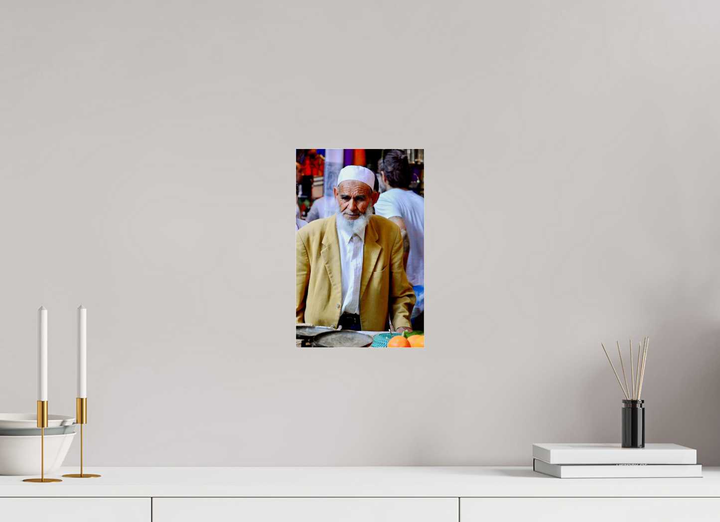 20 x 31 cm, Photo Print Under Acrylic Glass Old Berber Man in the Souks of Marrakech - Fine Art Photo Print under Acrylic Glass