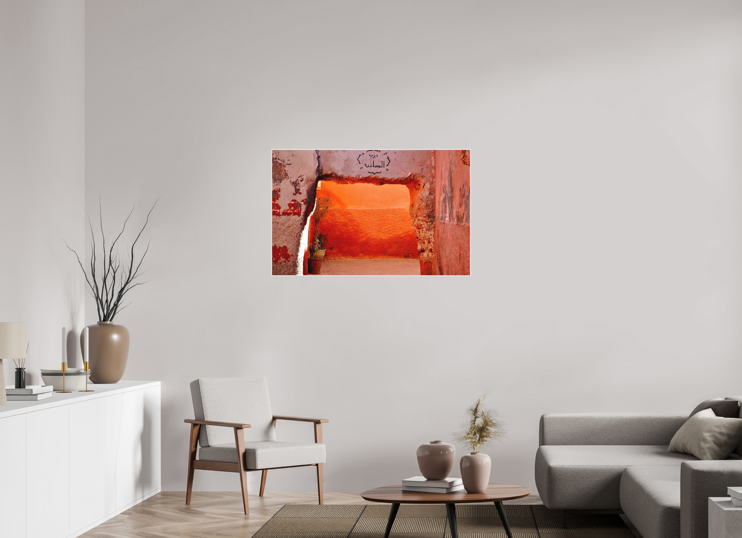 110,4 x 70 cm, Foto Abzug hinter Acrylglas Matt; Art Box aus Massivholz 4 mm Ahorn weiß The Souks of Marrakech Vol. 4; Photo Art Print under Acrylic Glass; various frame options