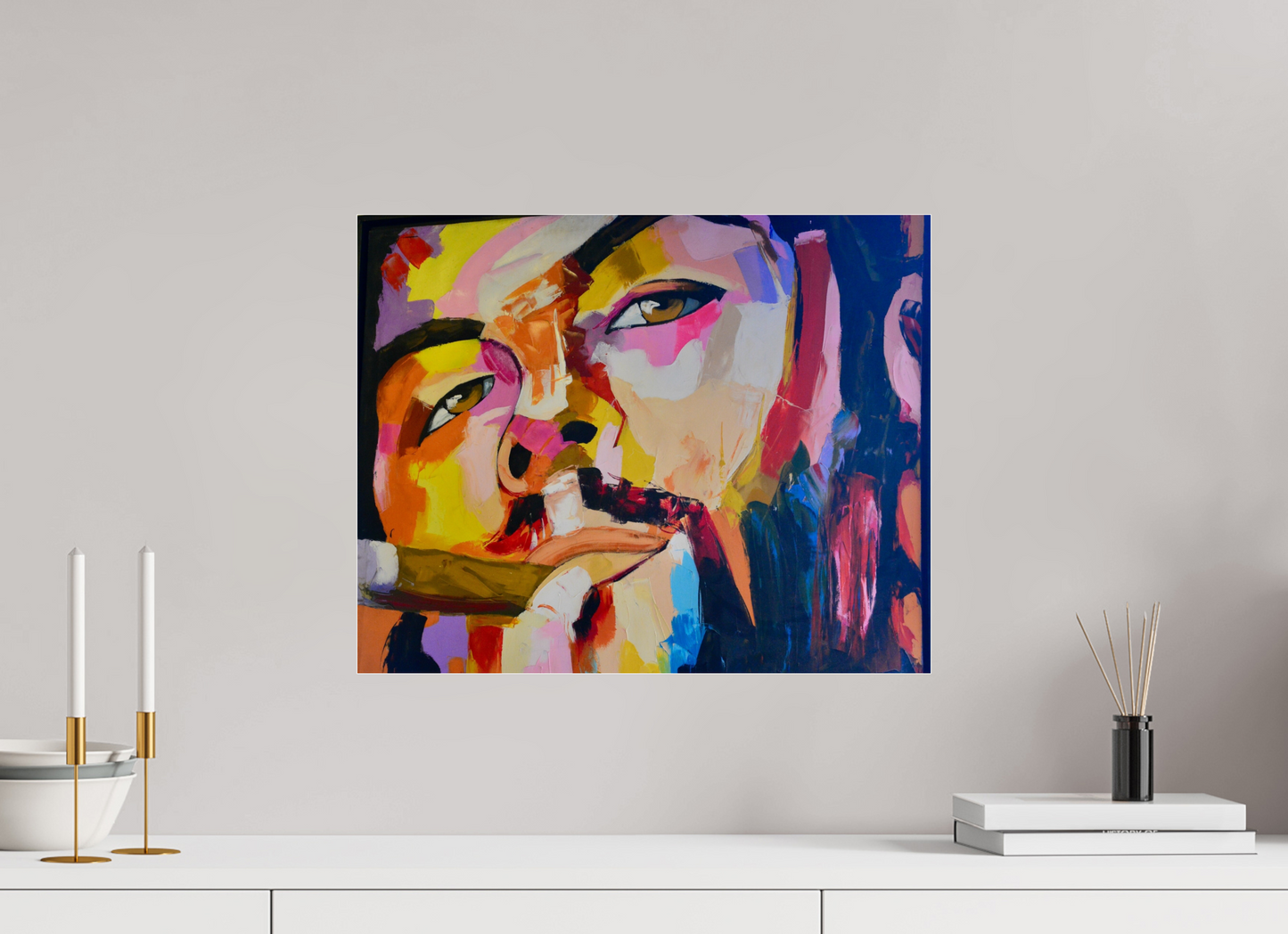 50 x 40 cm, Photo Print Under Acrylic Glass Cool Boy with Cigar - Pop Art Painting - Fine Art Print on Acrylic Glass