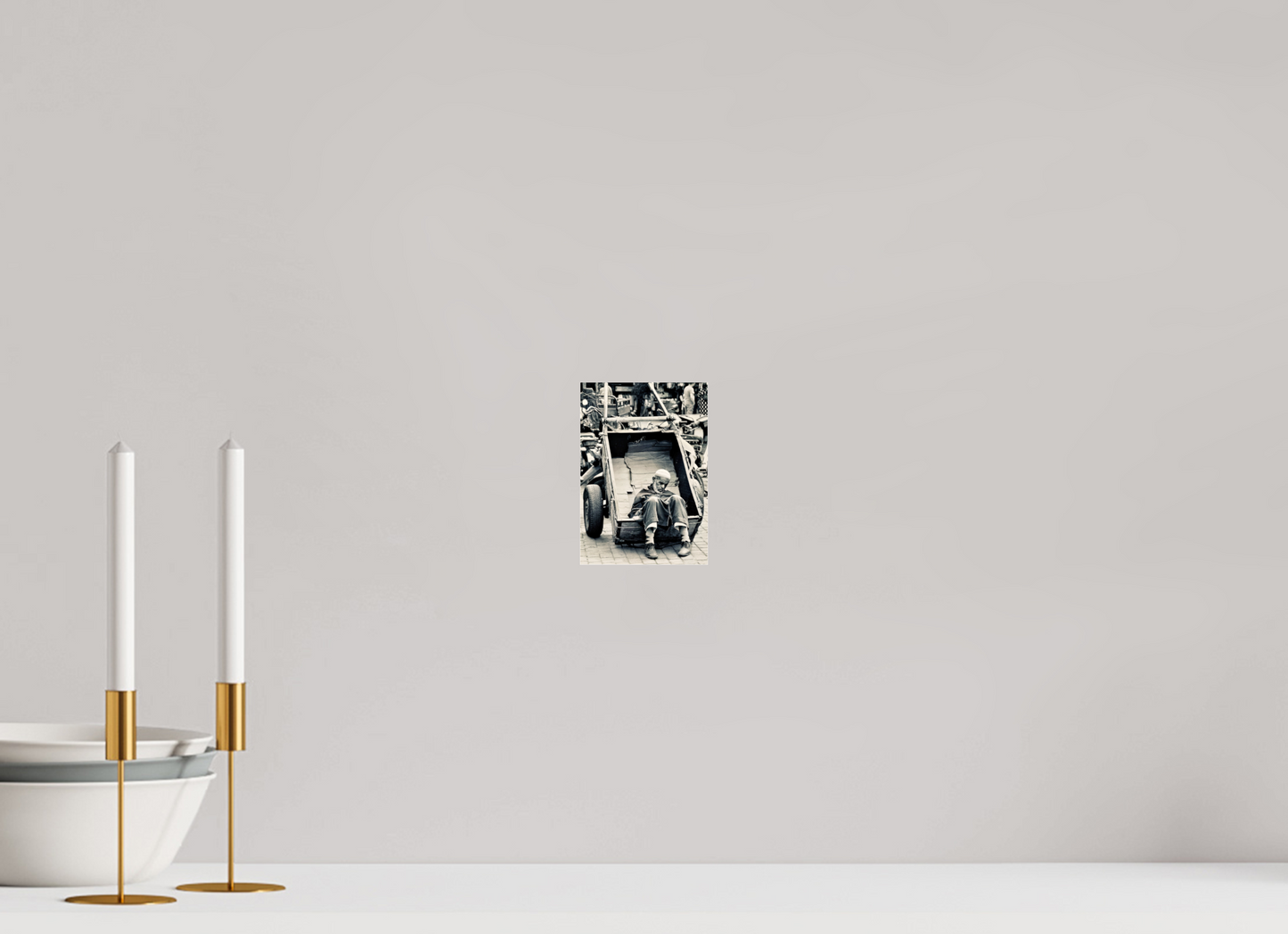 10 x 14,3 cm, Photo Print Under Acrylic Glass Time for a Break - Souks of Marrakech-Morocco; by J. Schleenbecker; Collection Colors of Marrakech; Copyright 2025. Fine Art Photo Print under Acrylic glass; Art Box Aluminium Frame 50 mm.