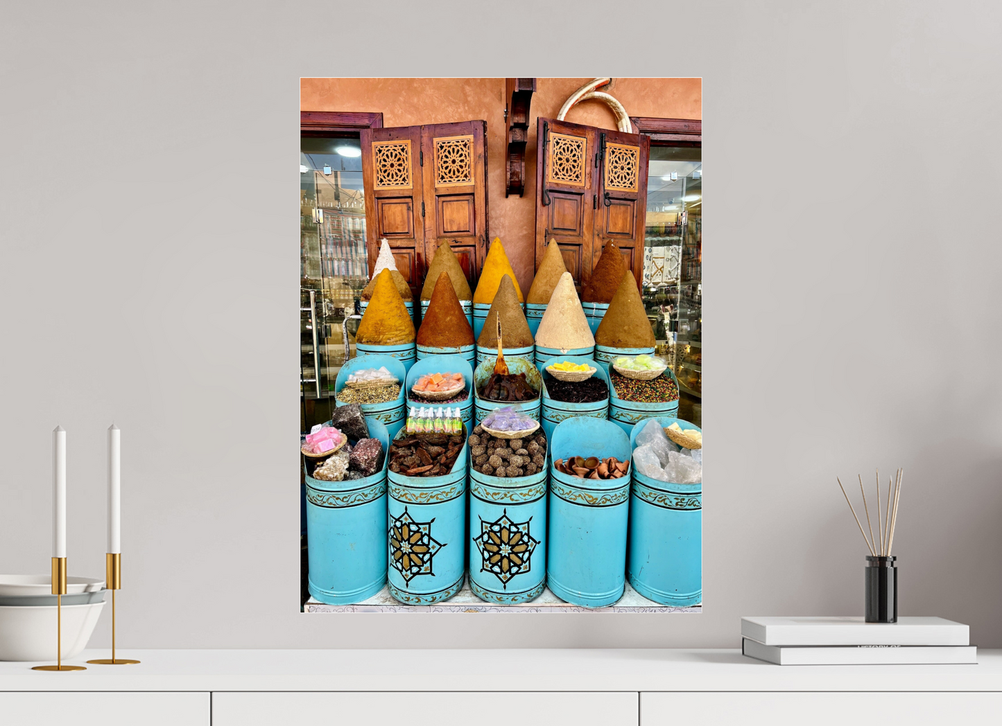 45 x 60 cm, Photo Print Under Acrylic Glass Colors and Spices Vol. 7 - Souks of Marrakech; Photo Art Print under Acrylic Glass