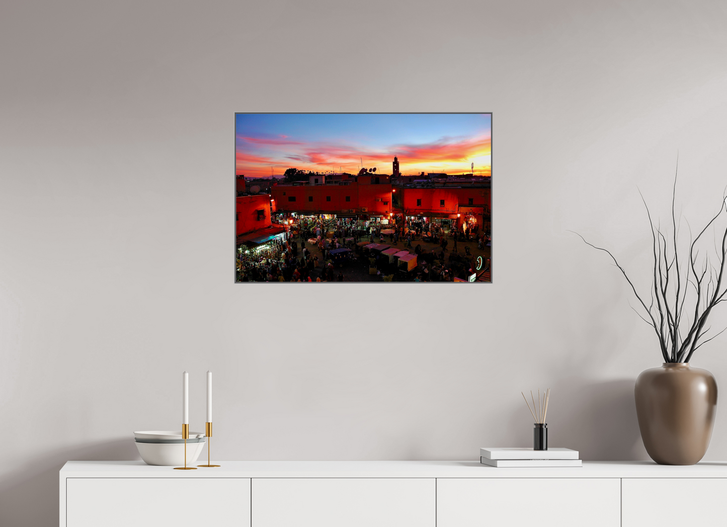 75,8 x 50 cm, Art Box 50 mm - Aluminium Rahmen - Foto-Abzug hinter Acrylglas - printed and designed by Whitewall Magic Sunset in the Medina Vol. 2- Marrakech. Fine Art Photo Print under Acrylic Glas; P