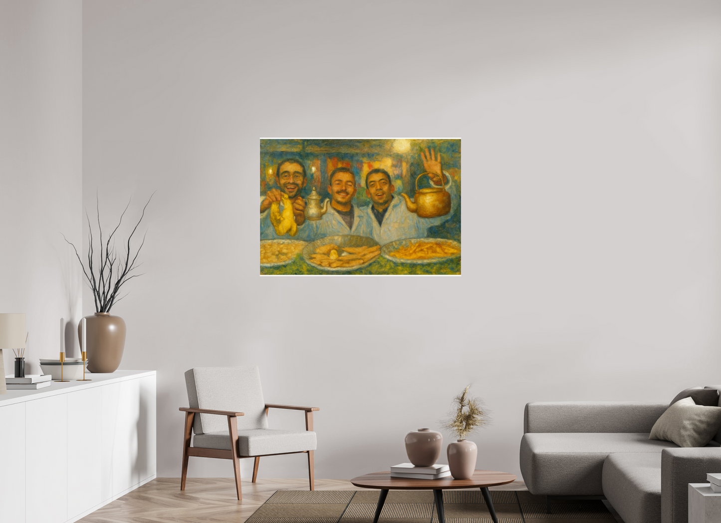 116,2 x 80 cm, Photo Print Under Acrylic Glass Oriental Food with Good Mood Vol.2 - Painted Design;  Photo Art Print under Acrylic Glass