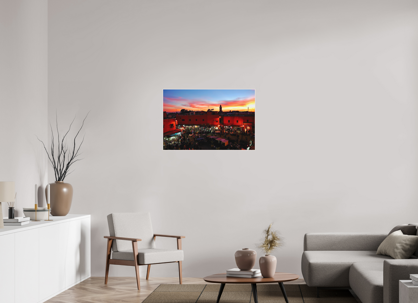 90,9 x 60 cm, Foto Abzug hinter Acrylglas Matt; Art Box aus Massivholz 4 mm Ahorn weiß Magic Sunset in the Medina Vol. 2- Marrakech. Fine Art Photo Print under Acrylic Glas; P
