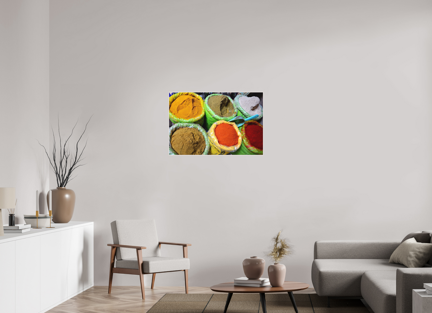90 x 60 cm, Foto Abzug hinter Acrylglas Matt; Art Box aus Massivholz 4 mm Ahorn weiß Spices & Colors from Marrakech Vol. 3 - Fine Art Photo Print under Acrylic Glass