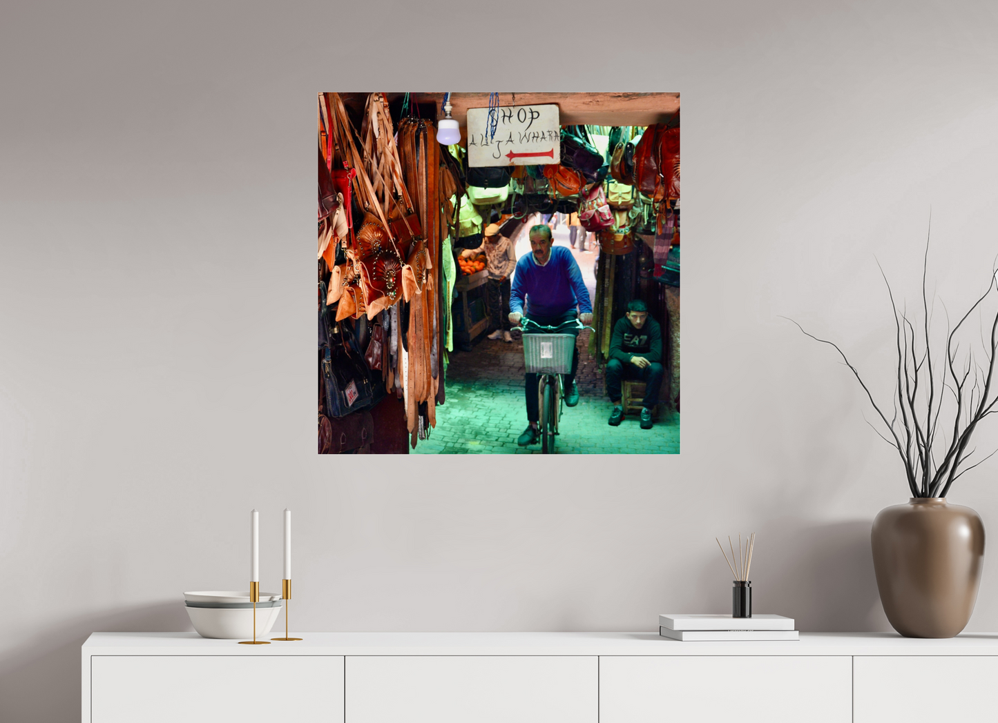 80 x 80 cm, Photo Print Under Acrylic Glass Souks by Bike at Night Vol.1; Photo Print on Acrylic Glass; by J