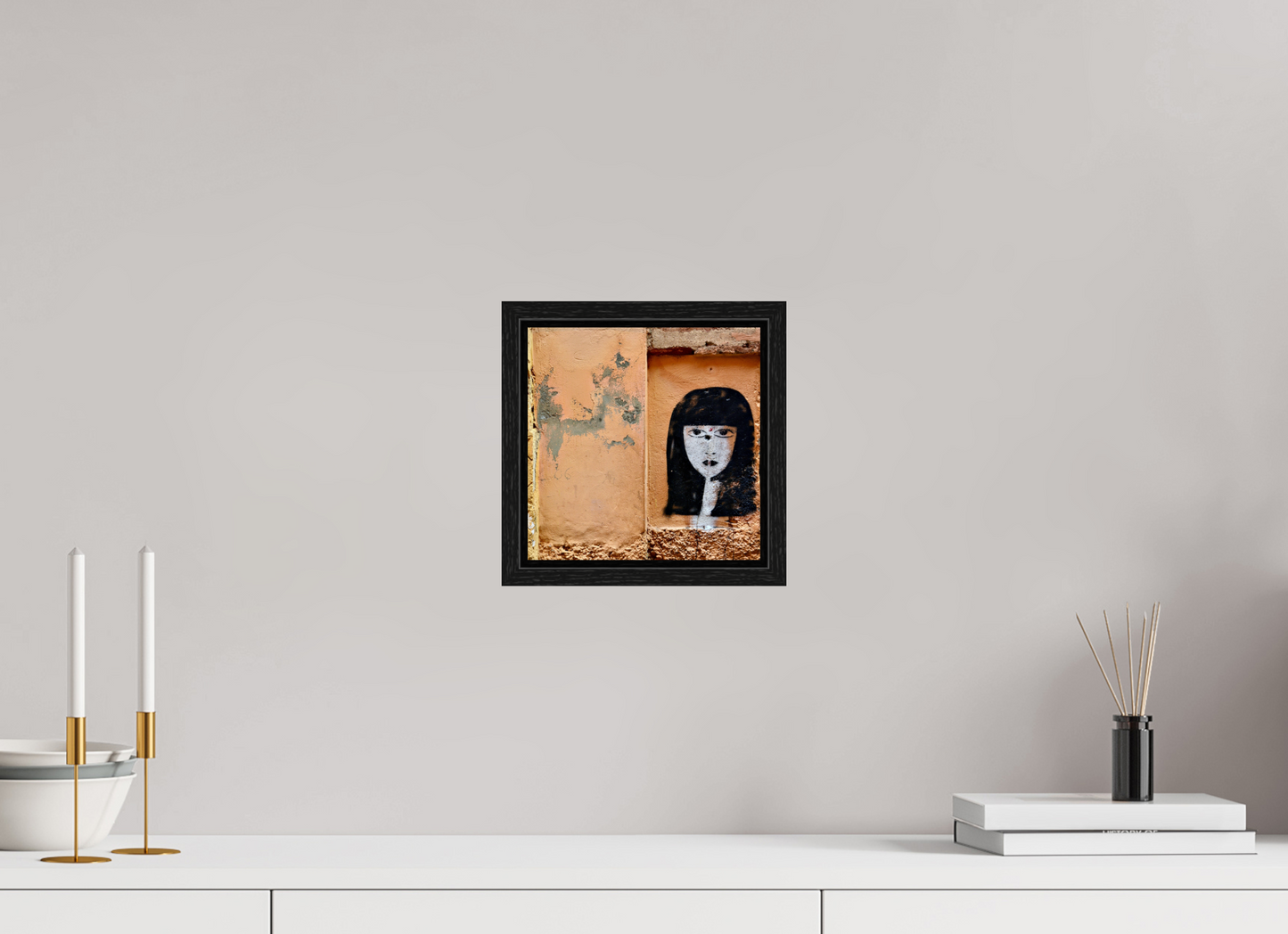 20 x 20 cm, Foto Print on Acrylic glass; Oak Wood Frame Basel 15 mm Silence in the Medina Vol. 1; Marrakech-Morocco; Fine Art Photo Print under Acrylic Glass