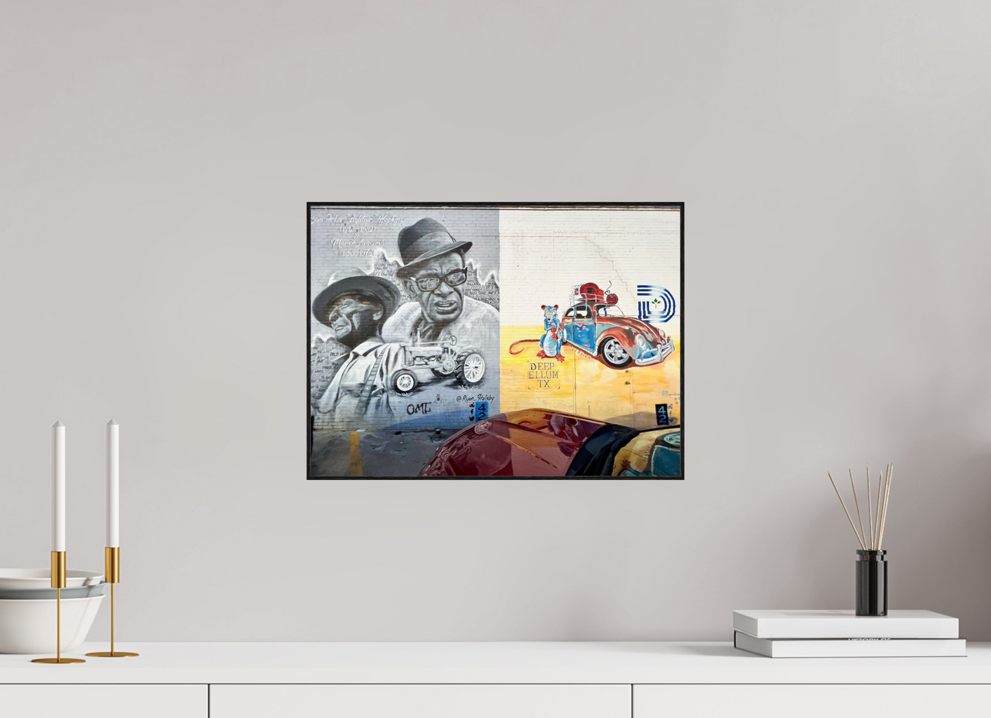 41 x 30 cm, Foto-Abzug hinter Acrylglas glänzend - ArtBox aus Massivholz 4 mm, Eiche schwarz Deep Ellum TX Street Art Vol. 1 - Collection "Graffiti Street Art meets Marrakech" - Photo Art print under Acrylic Glass;