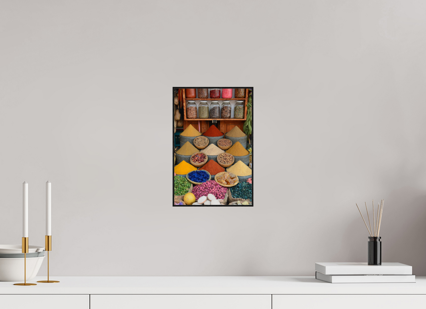 Spices and Colors Vol. 1 - Photo Art Print under Acrylic Glass with Art Box Frame Oak wood black 50 mm