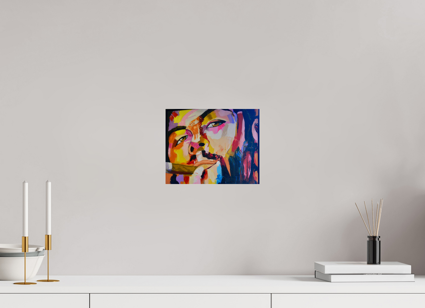 25 x 20 cm, Photo Print Under Acrylic Glass Cool Boy with Cigar - Pop Art Painting - Fine Art Print on Acrylic Glass