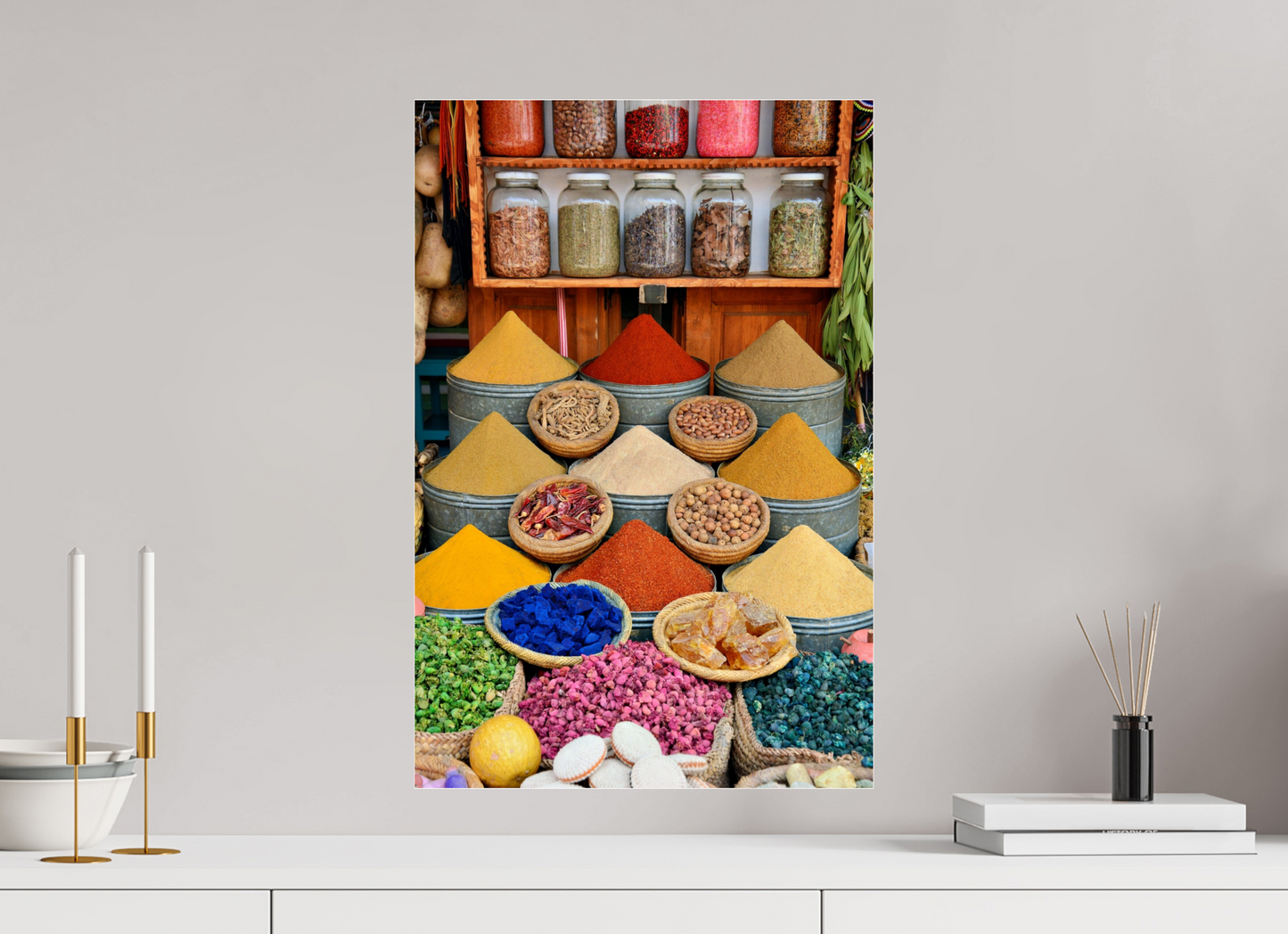 40 x 60 cm, Photo Print Under Acrylic Glass Spices and Colors from Marrakech; Image taken by J. Schleenbecker; copyright 2025 Fine Art Photo Print under Acrylic Glass