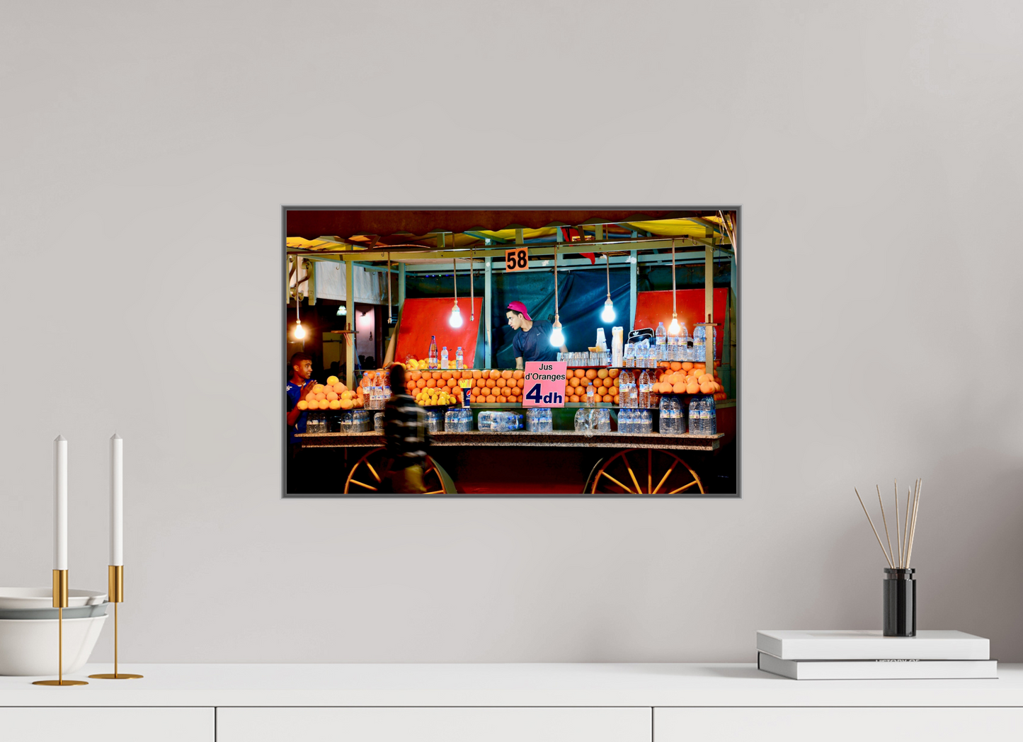 47,6 x 30 cm, Art Box 50 mm - Aluminium Rahmen - Foto-Abzug hinter Acrylglas - printed and designed by Whitewall Marrakech Night Market Vol. 1; Photo Art Print under Acrylic Glass; Art Box Frame Aluminium 50 mm