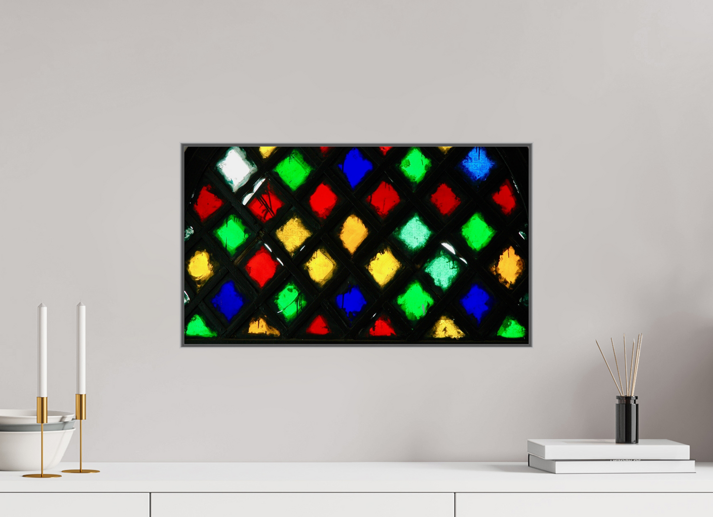 52,3 x 30 cm, Art Box 50 mm - Aluminium Rahmen - Foto-Abzug hinter Acrylglas - printed and designed by Whitewall Colors of Marrakech, Oriental Mosaik in Marrakech Medina; Photo by J. Schleenbecker; Copyright 2025