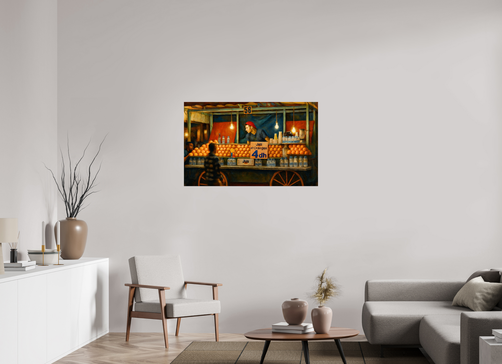 111,3 x 70 cm, Photo Print Under Acrylic Glass Marrakech Night Market Vol.2 - Painted Design; Photo Art Print under Acrylic Glass;