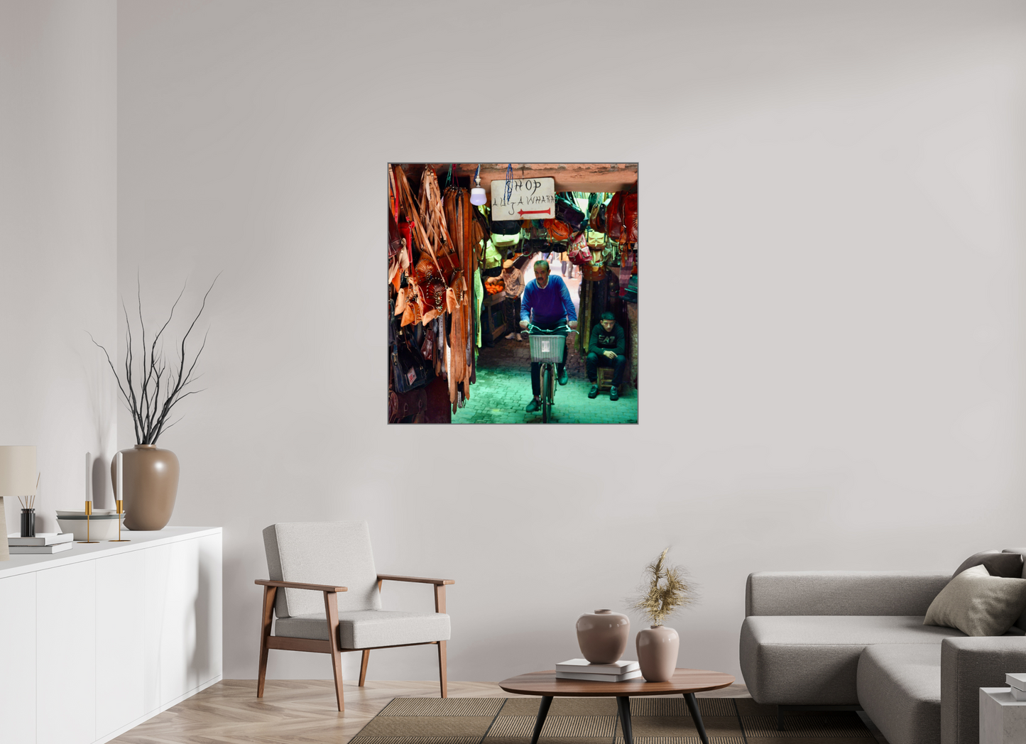 100 x 104,4 cm, Art Box 50 mm - Aluminium Rahmen - Foto-Abzug hinter Acrylglas - printed and designed by Whitewall Souks by Bike at Night Vol.1; Photo Art Print on Acrylic Glass with Art Box 50 mm Aluminum Frame