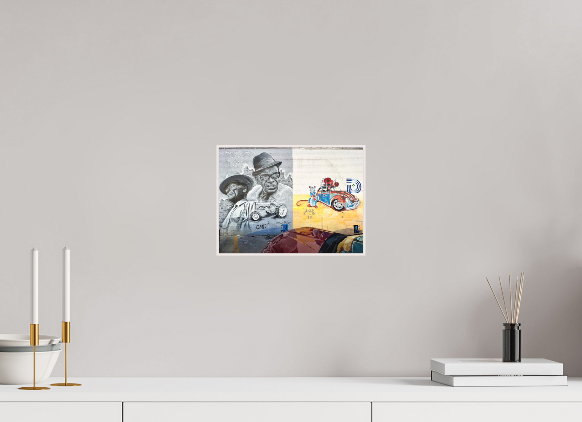 27,3 x 20 cm, Foto Abzug hinter Acrylglas Matt; Art Box aus Massivholz 4 mm Ahorn weiß Deep Ellum TX Street Art Vol. 1 - Collection "Graffiti Street Art meets Marrakech" - Photo Art print under Acrylic Glass;