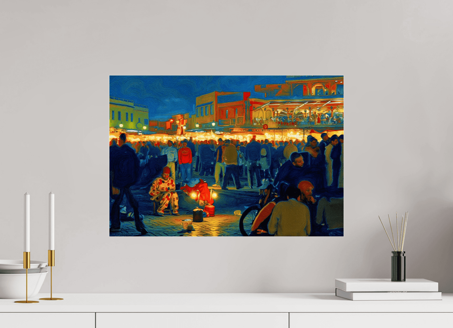 Clown on Djeema el Fna Vol. 4 - Pop Art Design - Photo Art Print under Acrylic Glass - Colors of Marrakech - Photo Art Gallery