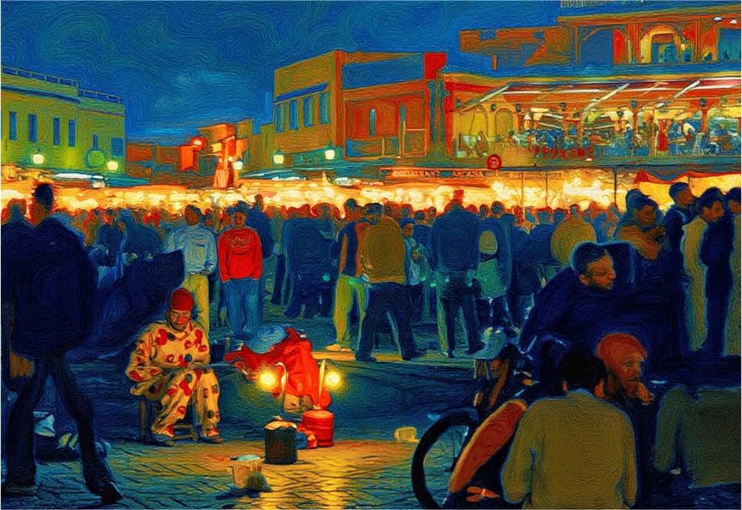 Clown on Djeema el Fna Vol. 4 - Pop Art Design - Photo Art Print under Acrylic Glass - Colors of Marrakech - Photo Art Gallery