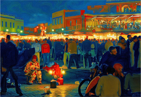 Clown on Djeema el Fna Vol. 4 - Pop Art Design - Photo Art Print under Acrylic Glass - Colors of Marrakech - Photo Art Gallery