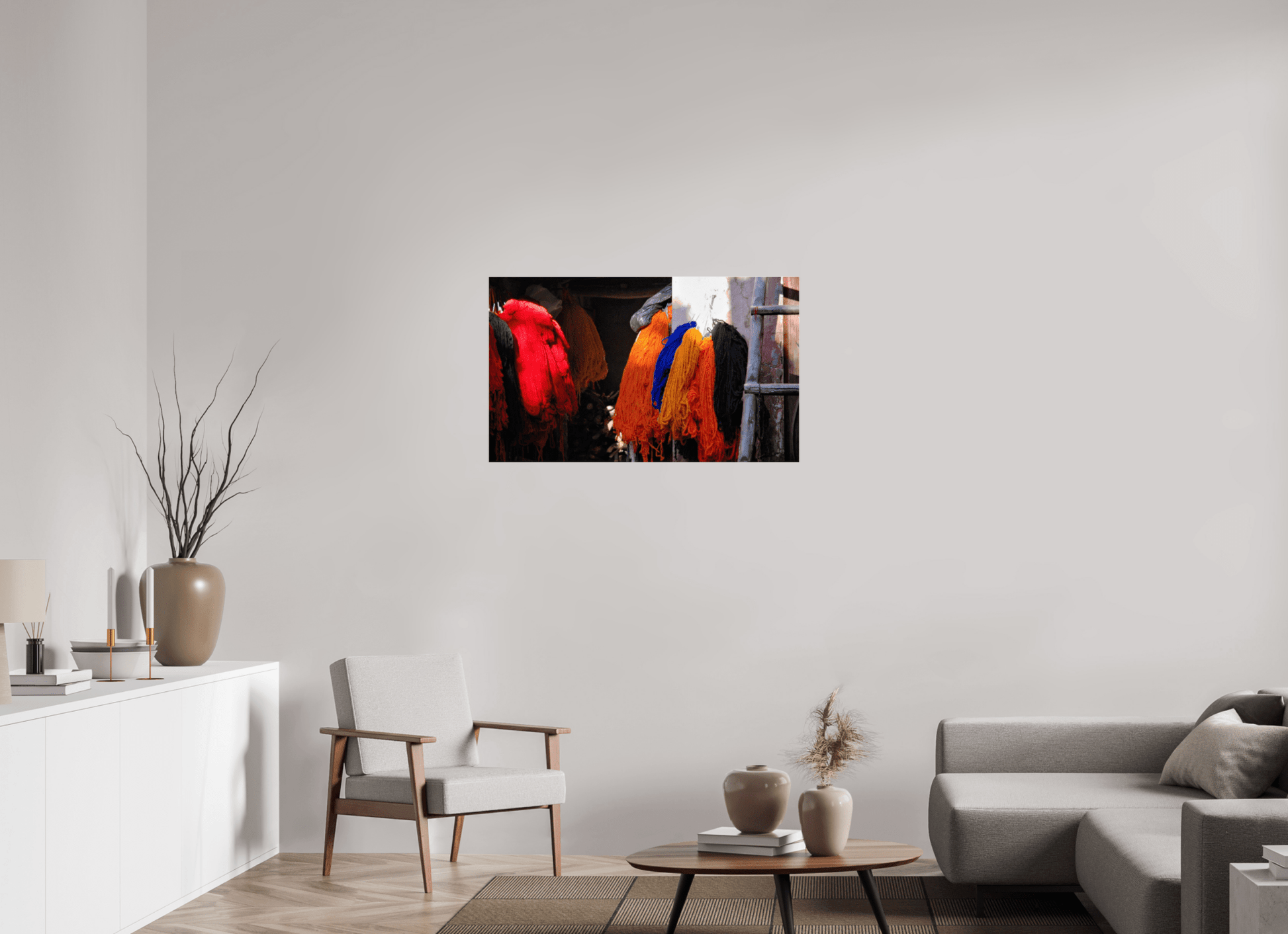 Colors of Marrakech; Cotton Drying in the Morning Sun - Fine Art Photo Print under Acrylic Glass - Colors of Marrakech - Photo Art Gallery