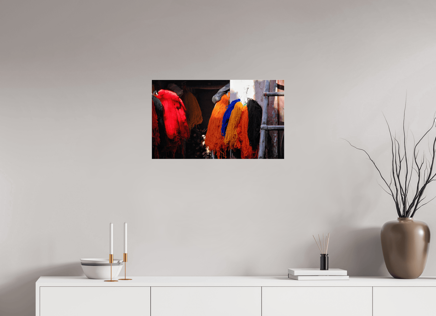 Colors of Marrakech; Cotton Drying in the Morning Sun - Fine Art Photo Print under Acrylic Glass - Colors of Marrakech - Photo Art Gallery
