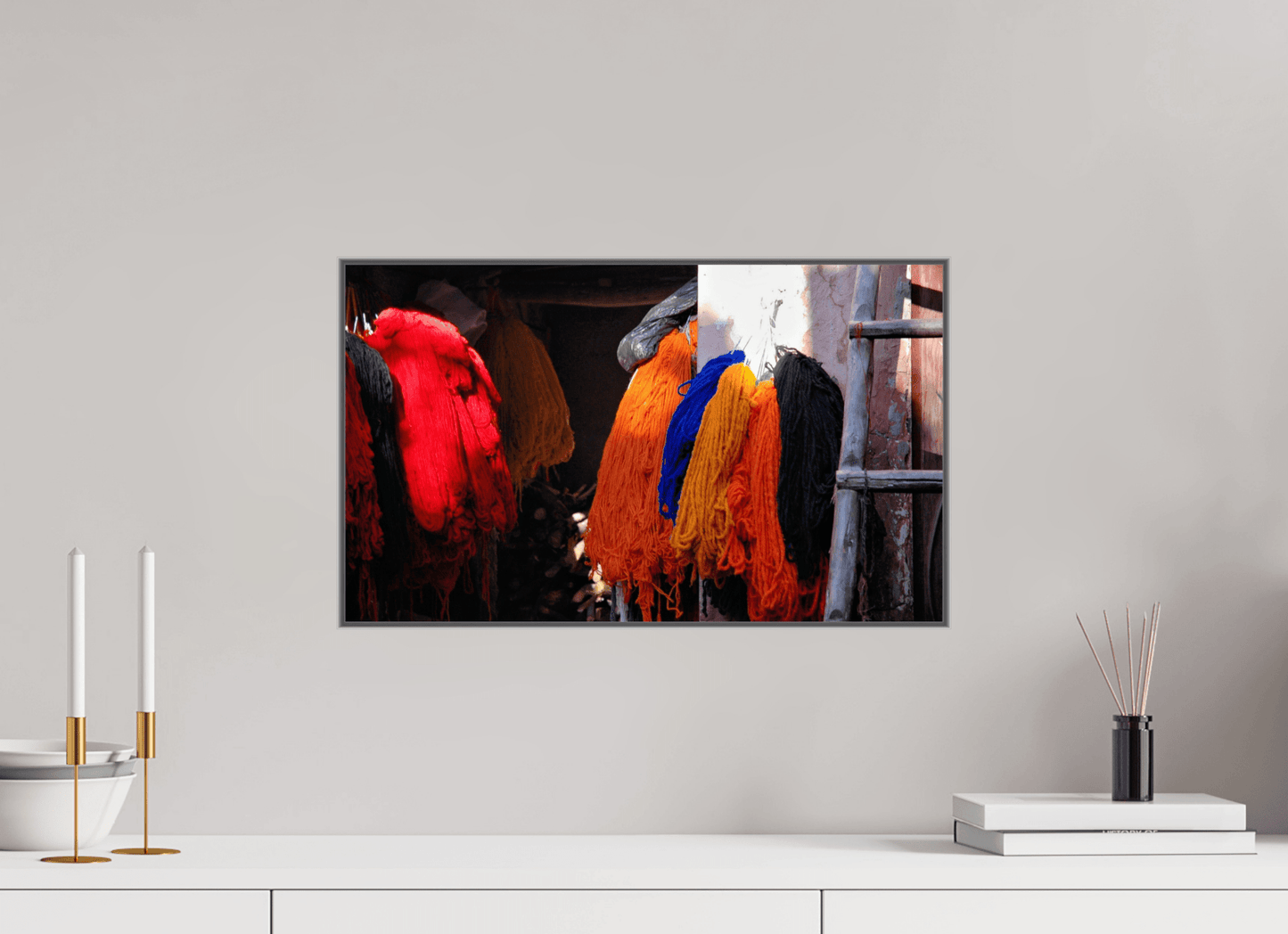 Colors of Marrakech; Cotton Drying in the Morning Sun - Fine Art Photo Print under Acrylic Glass - Colors of Marrakech - Photo Art Gallery