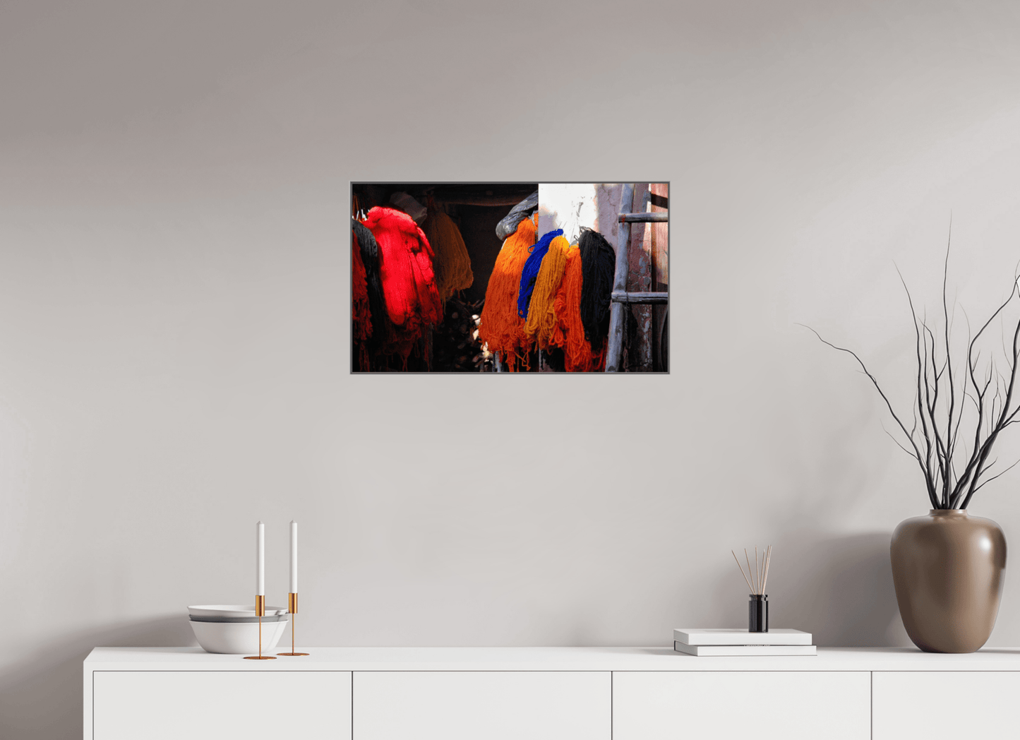 Colors of Marrakech; Cotton Drying in the Morning Sun - Fine Art Photo Print under Acrylic Glass - Colors of Marrakech - Photo Art Gallery