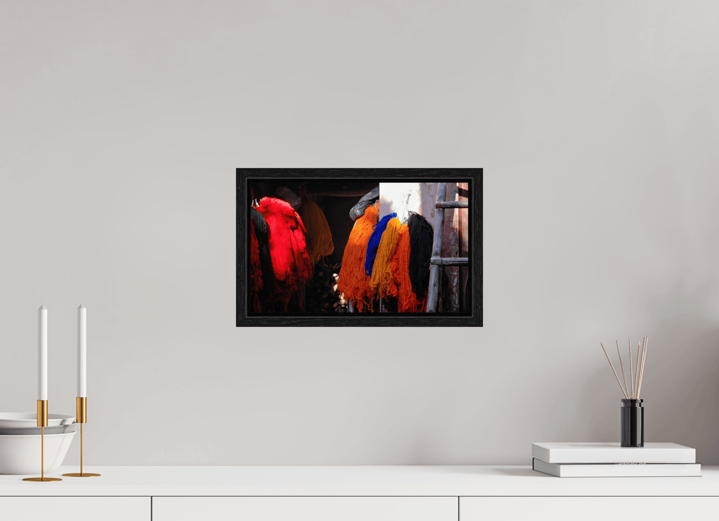 Colors of Marrakech; Cotton Drying in the Morning Sun - Fine Art Photo Print under Acrylic Glass - Colors of Marrakech - Photo Art Gallery