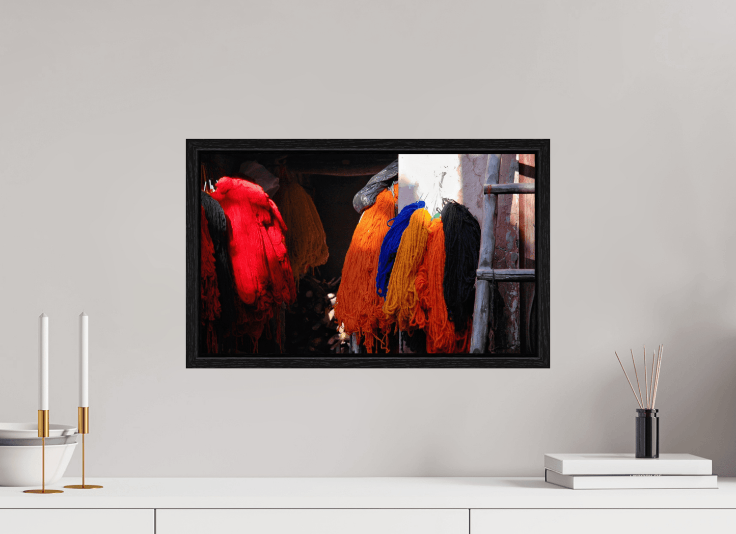 Colors of Marrakech; Cotton Drying in the Morning Sun - Fine Art Photo Print under Acrylic Glass - Colors of Marrakech - Photo Art Gallery