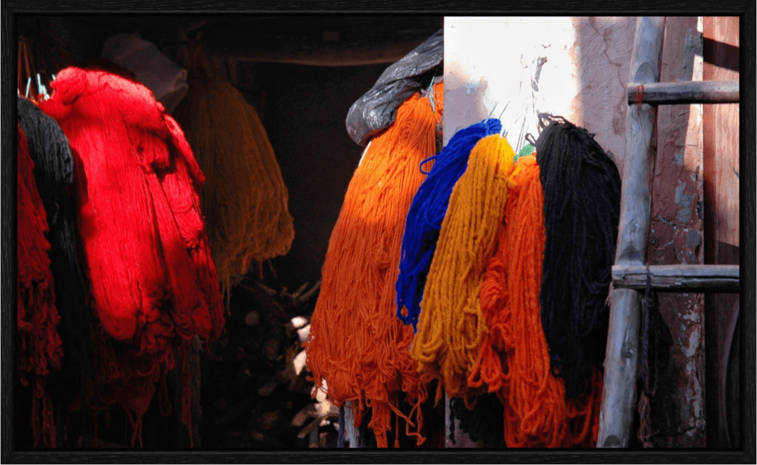 Colors of Marrakech; Cotton Drying in the Morning Sun - Fine Art Photo Print under Acrylic Glass - Colors of Marrakech - Photo Art Gallery