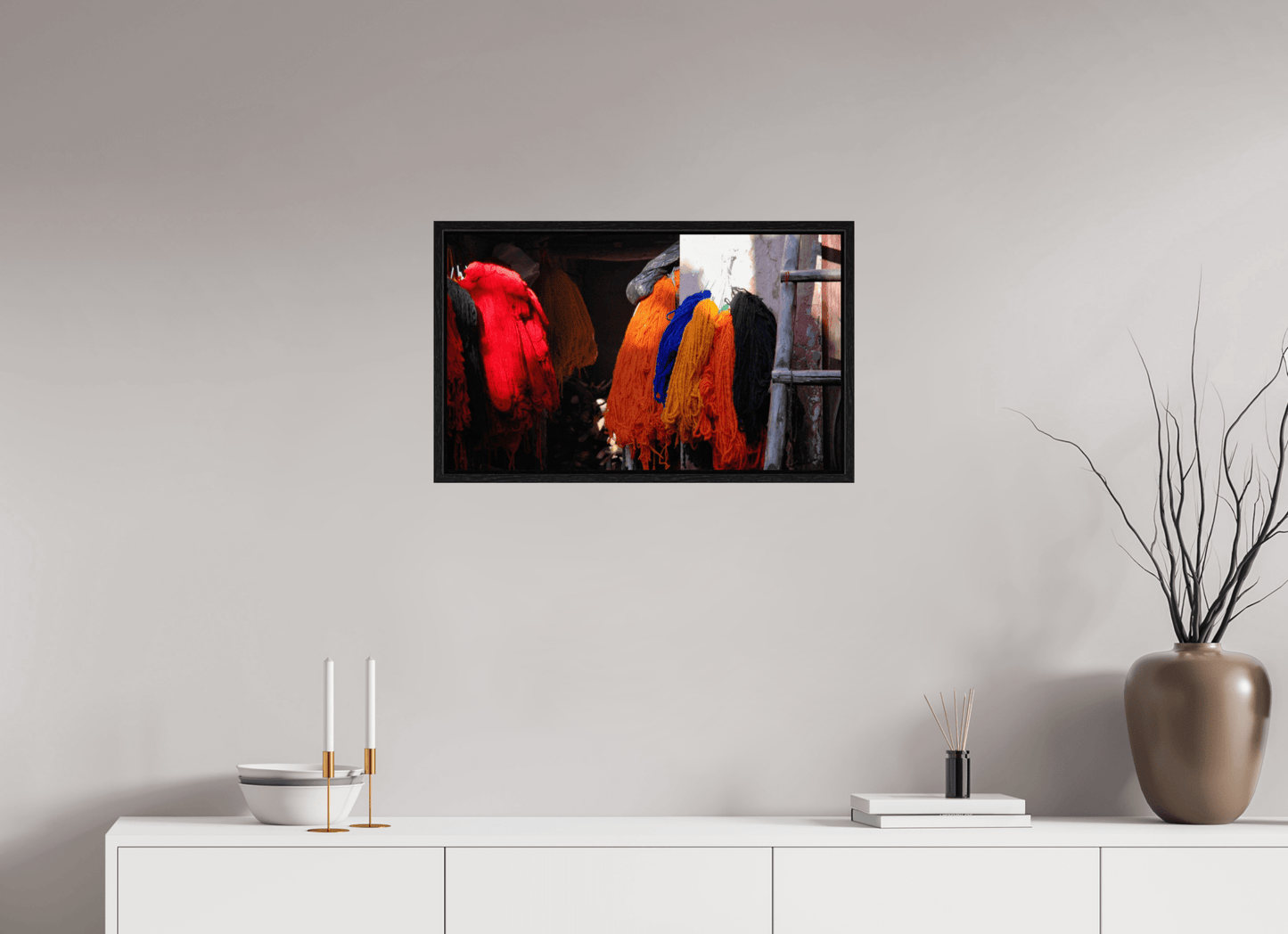 Colors of Marrakech; Cotton Drying in the Morning Sun - Fine Art Photo Print under Acrylic Glass - Colors of Marrakech - Photo Art Gallery