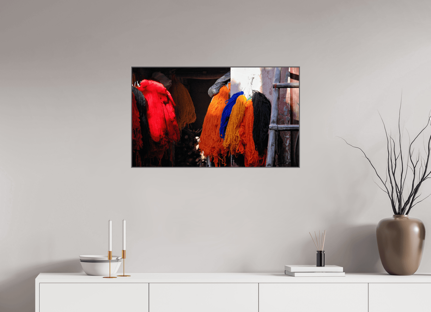 Colors of Marrakech; Cotton Drying in the Morning Sun - Fine Art Photo Print under Acrylic Glass - Colors of Marrakech - Photo Art Gallery