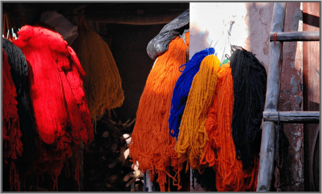 Colors of Marrakech; Cotton Drying in the Morning Sun - Fine Art Photo Print under Acrylic Glass - Colors of Marrakech - Photo Art Gallery
