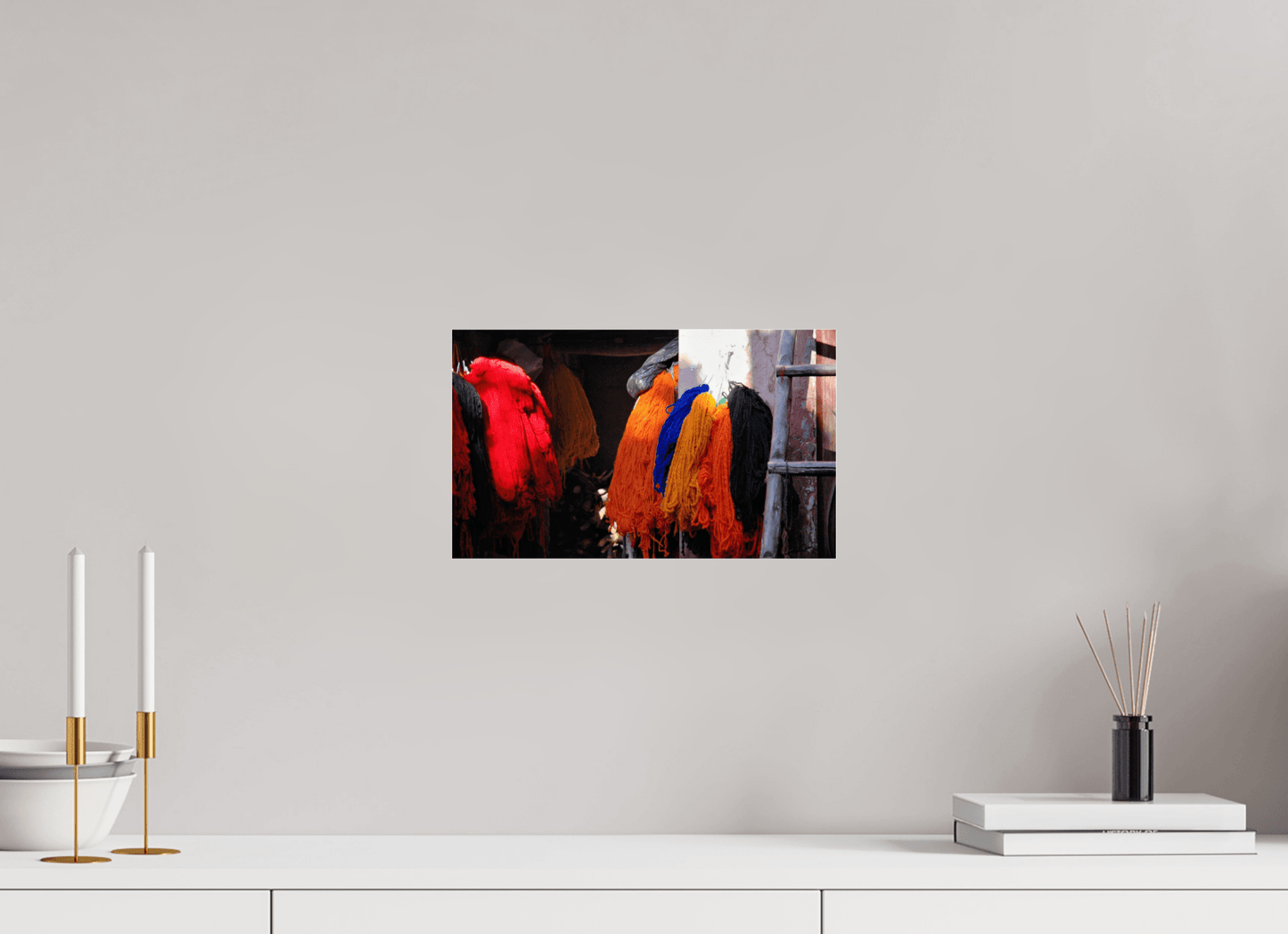 Colors of Marrakech; Cotton Drying in the Morning Sun - Fine Art Photo Print under Acrylic Glass - Colors of Marrakech - Photo Art Gallery