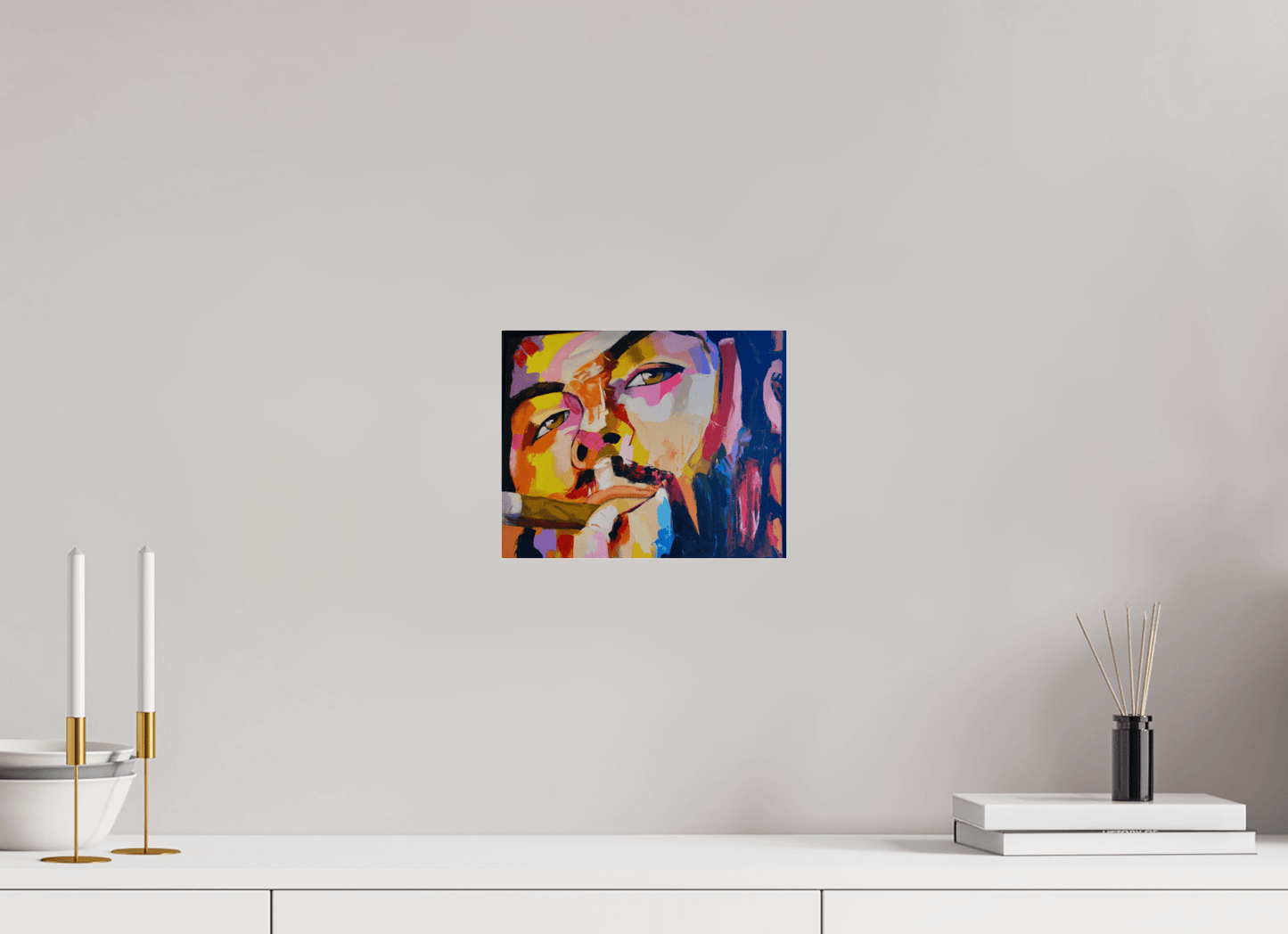 Cool Boy with Cigar - Pop Art Painting - Fine Art Print under Acrylic Glass, Limited Collector's Edition Print - Colors of Marrakech - Photo Art Gallery