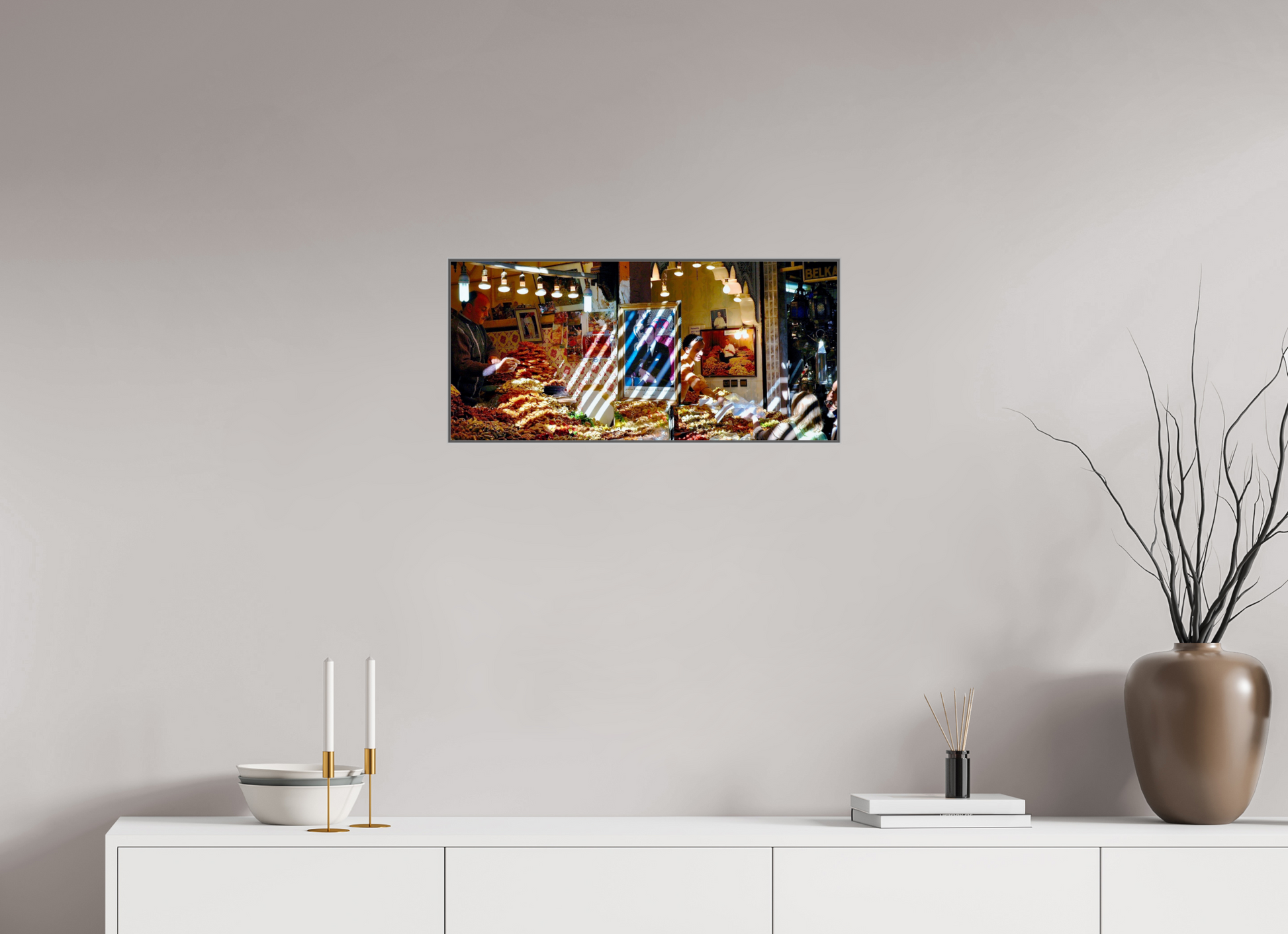 64,9 x 30 cm, Art Box 50 mm - Aluminium Rahmen - Foto-Abzug hinter Acrylglas - printed and designed by Whitewall Oriental Sweets & Candy Shop Vol. 1, Photo Art Print under Acrylic Glass; Art Box Frame 50 mm Aluminium;