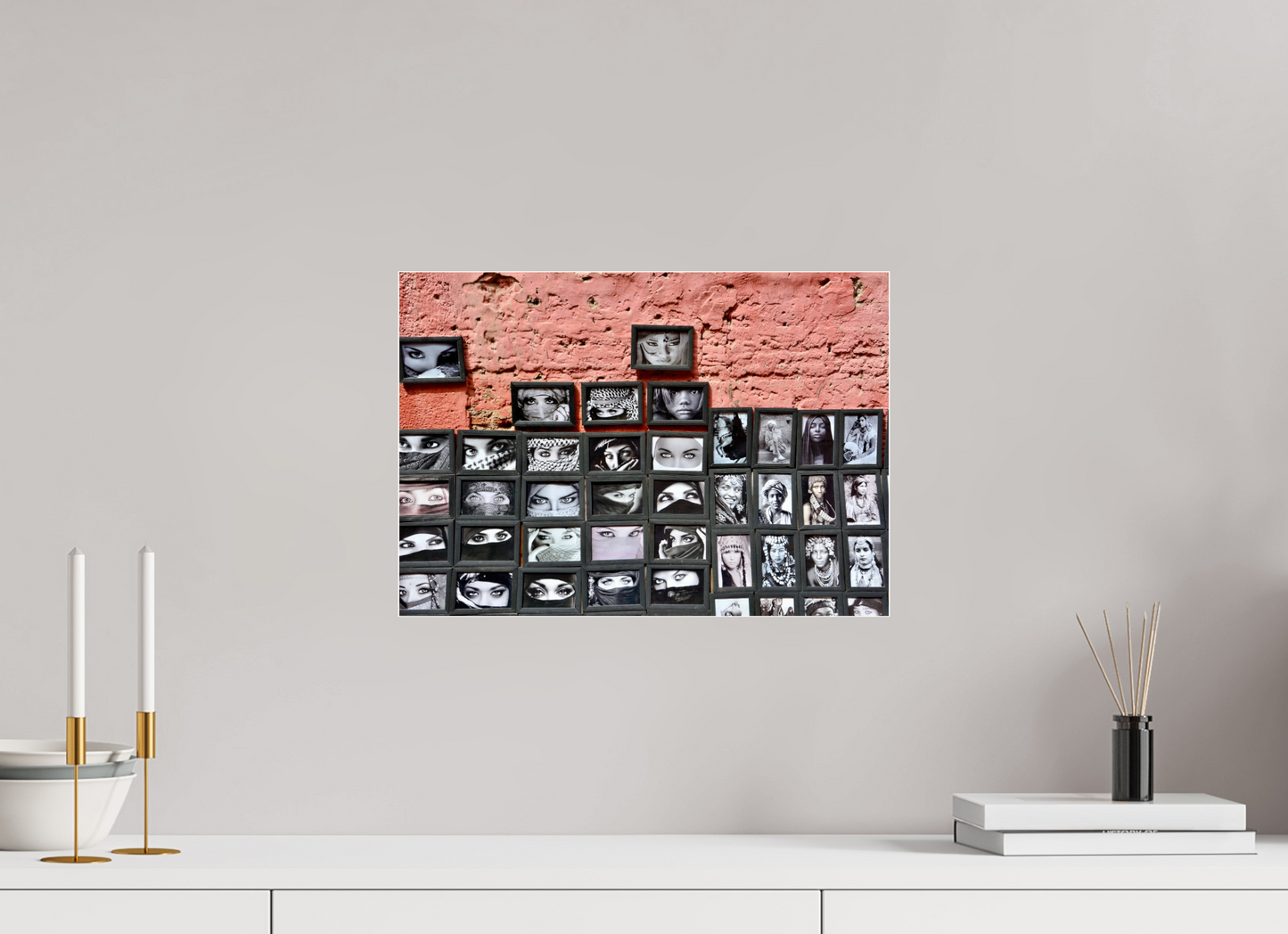 42,7 x 30 cm, Foto-Abzug hinter Acryl Glas - Echtholz-Rahmen Eiche schwarz Secret Eyes of Marrakech Vol. 1 -Foto Print on Acryl - Oak Wood Frame in Black