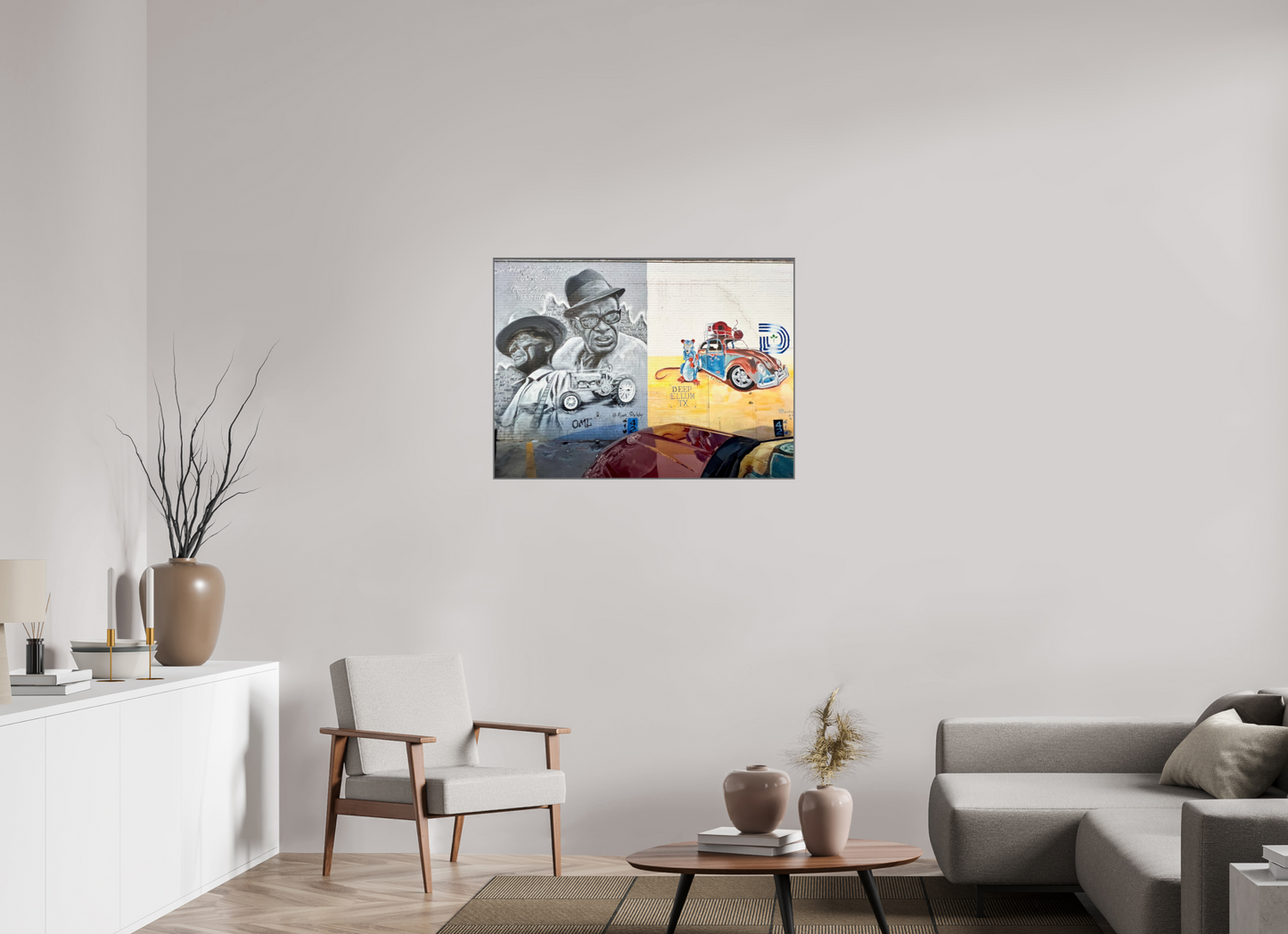 95,7 x 70 cm, Art Box 50 mm - Aluminium Rahmen - Foto-Abzug hinter Acrylglas - printed and designed by Whitewall Deep Ellum TX Street Art Vol. 1 - Collection "Graffiti Street Art meets Marrakech" - Photo Art print under Acrylic Glass;