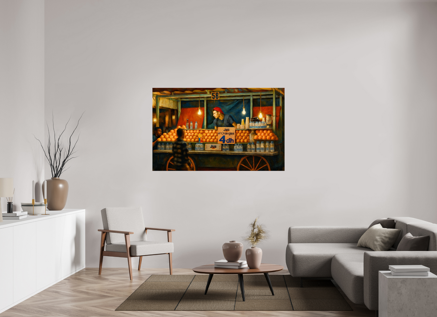 159 x 100 cm, Photo Print Under Acrylic Glass Marrakech Night Market Vol.2 - Painted Design; Photo Art Print under Acrylic Glass;
