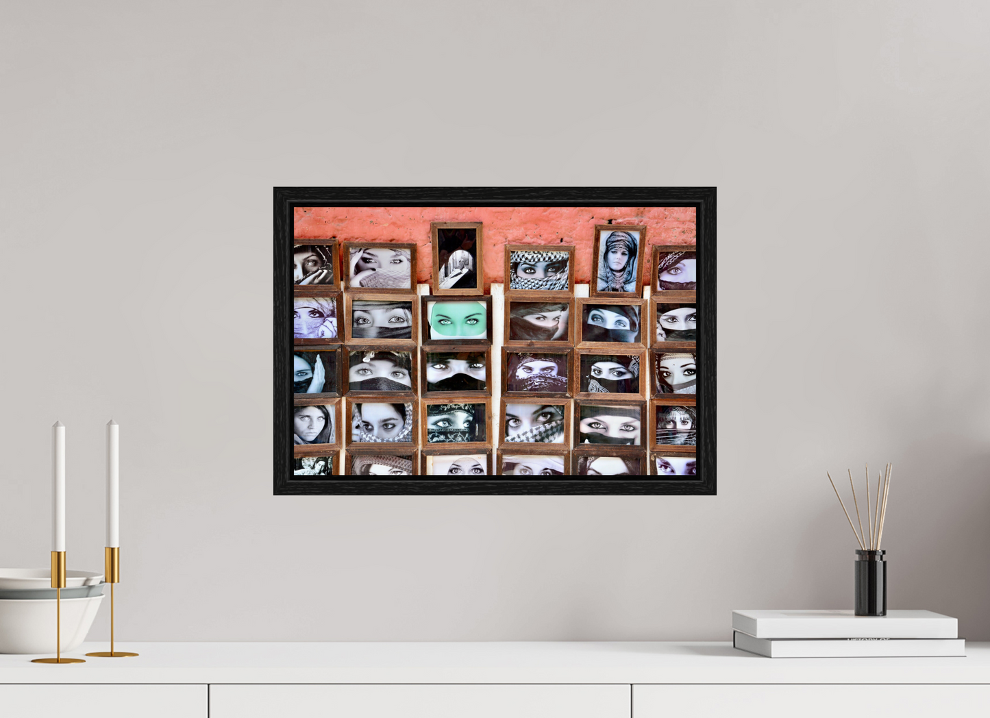 45 x 30 cm, Foto Print on Acrylic glass; Oak Wood Frame Basel 15 mm Secret Eyes of Marrakech Vol. 5; Photo Art Print on Acrylic glass, Oak wood frame 15 mm