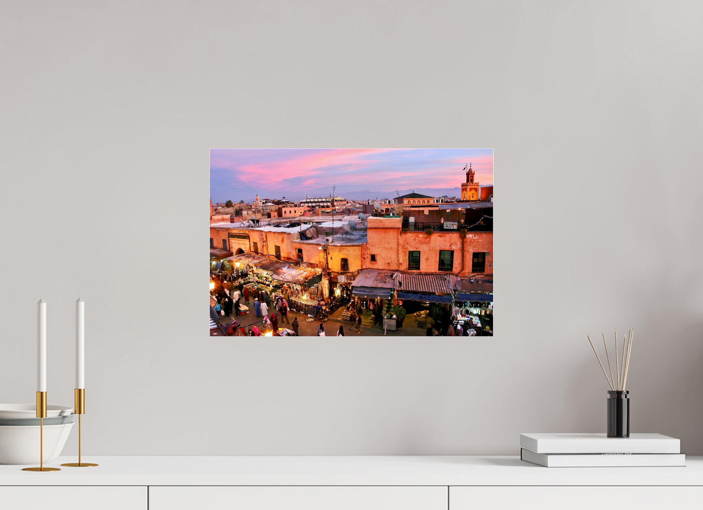45,3 x 30 cm, Photo Print Under Acrylic Glass Magic Sunset in the Medina - Marrakech-Morocco; Fine Art Photo Print under Acrylic Glas