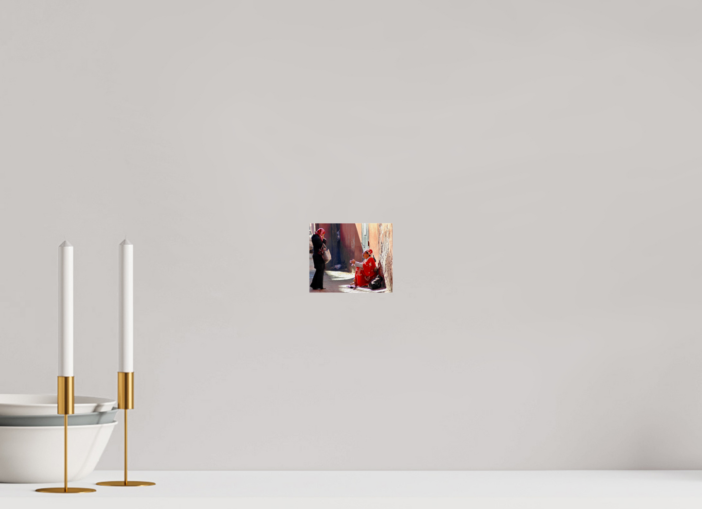 12 x 10 cm, Photo Print Under Acrylic Glass Morning Chat in the Medina - Vol.1; Photo Art Print under Acrylic Glass