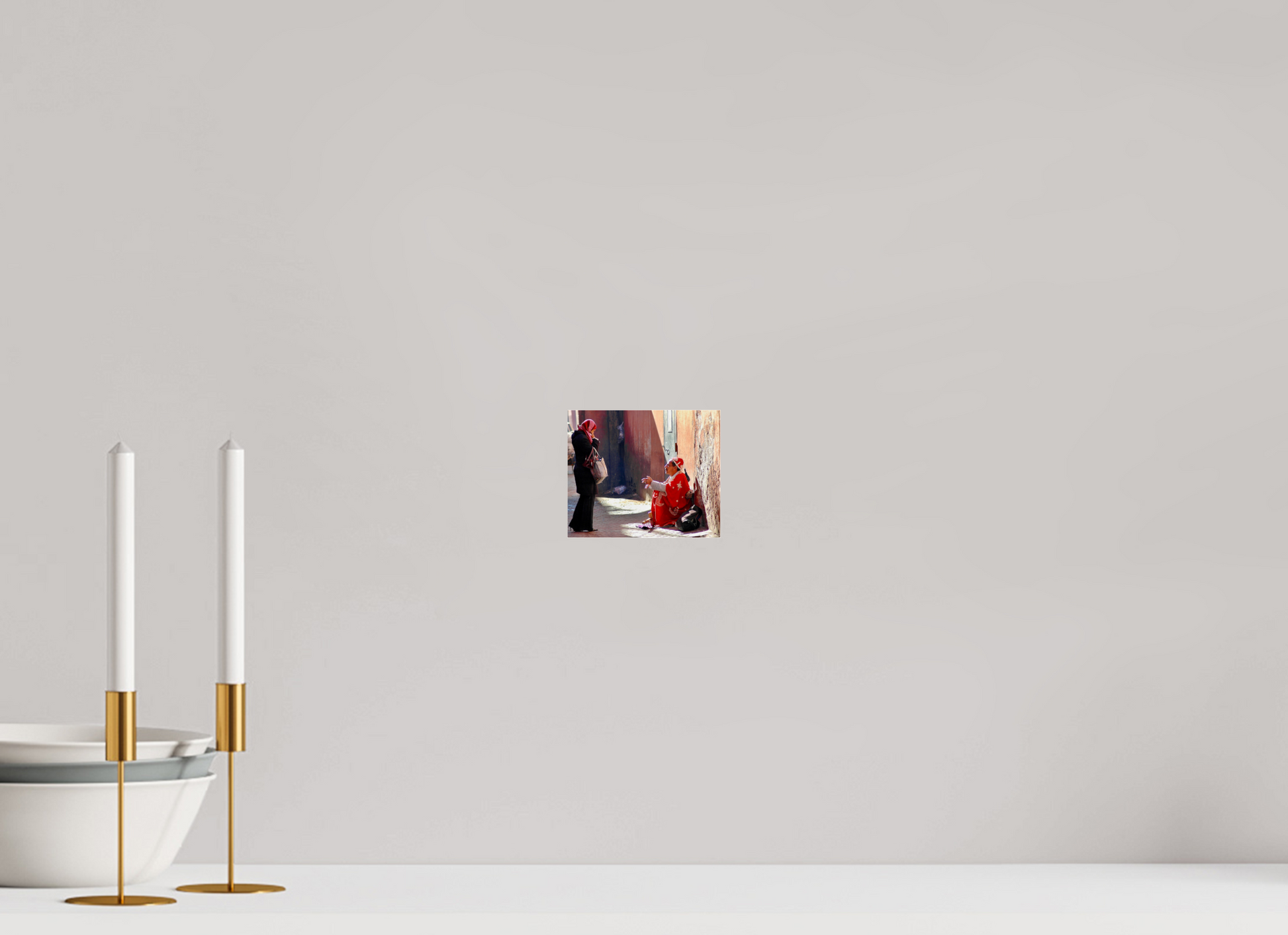 12 x 10 cm, Photo Print Under Acrylic Glass Morning Chat in the Medina - Vol.1; Photo Art Print under Acrylic Glass