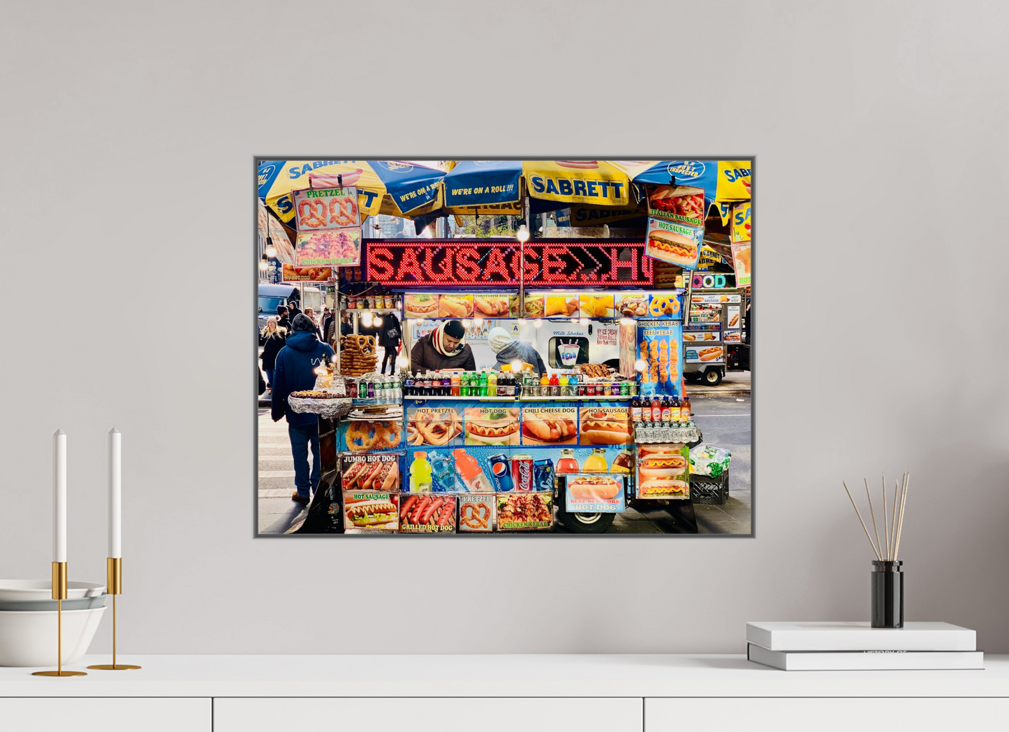 52,8 x 40 cm, Art Box 50 mm - Aluminium Rahmen - Foto-Abzug hinter Acrylglas - printed and designed by Whitewall NCY Streetfood Vol.1 - Manhatten New York City; Fine Art Photo Print under Acrylic Glass