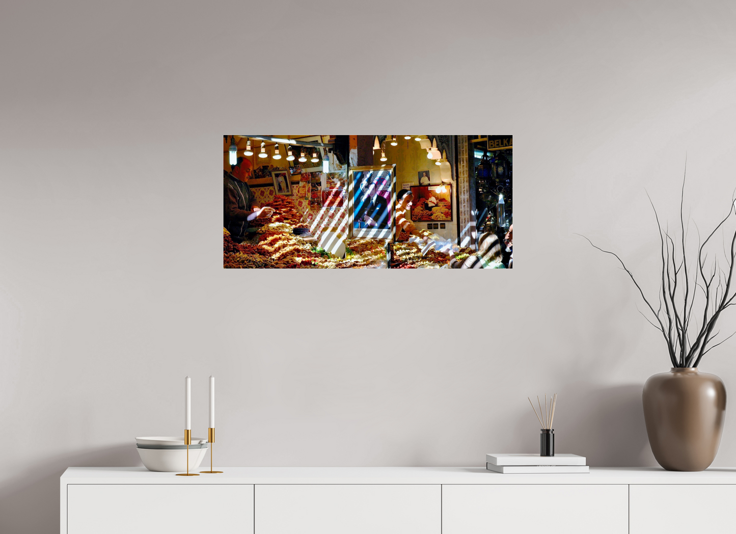 86,6 x 40 cm, Photo Print Under Acrylic Glass Oriental Sweets & Candy Shop Vol. 1, Photo Art Print under Acrylic Glass