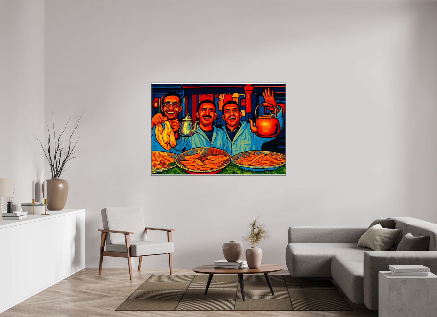 159,8 x 110 cm, Art Box 50 mm - Aluminium Rahmen - Foto-Abzug hinter Acrylglas - printed and designed by Whitewall Oriental Food with Good Mood - Pop Art Design, Vol.3- Photo Art Print under Acrylic Glass